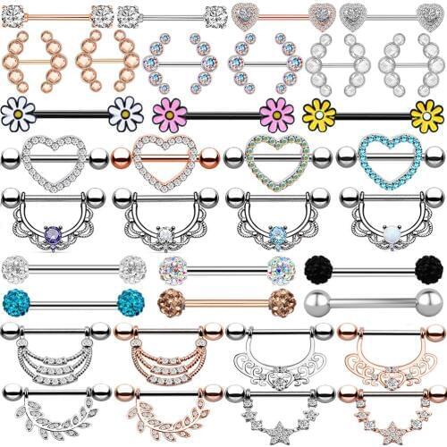 1pair Sexy Nipple Jewelry High Quality Zircon Nipple Rings Heart Barbell Nipple Ring Piercing Helix Piercing Body Jewelry Oreja