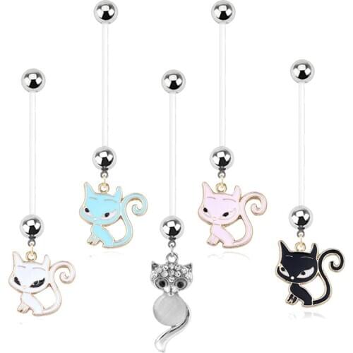 1PC 2020 Vintage Pendant Pregnant Belly Rings For Women Stainless Steel Earrings Ear Fox Belly Button Rings Navel Piercing