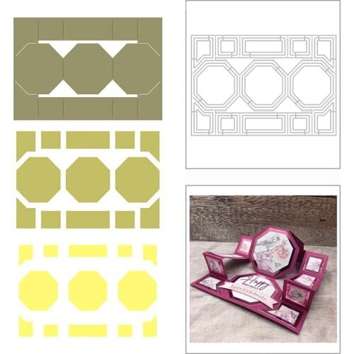 2021 New Octagon Shutter Card Frame Metal Cutting Dies for DIY Scrapbooking Decor and Card Making Paper Craft Embossing No Stamp