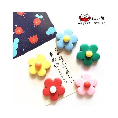 25mm resion 3D flower shape fridge magnet kitchen decoration magnetic sticker creative message paste colorful kids like red blue