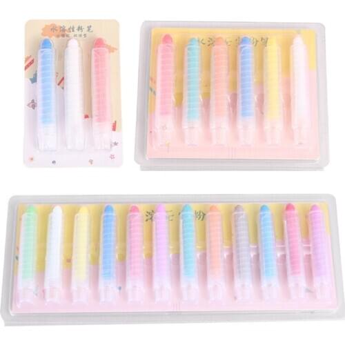 3/6/12 Colors Non Toxic Water Soluble Chalk Drawing Painting Dust-free Chalks for Teacher Children Stationery