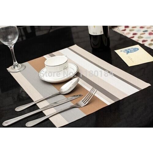 4PCS/LOT Fashion color stripe PVC placemat coasters disc bowl pad pot dining table mat heat insulation pad 45x30cm J0082