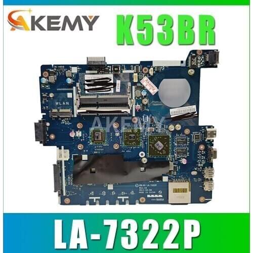 Akemy K53BY Motherboard For ASUS X53B K53BY K53BR X53BY LA-7322P laptop Motherboard K53B Mainboard