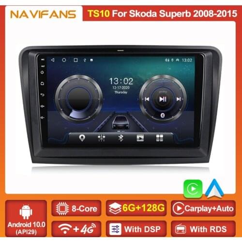 QLED 6+128G Android 11 Car Radio For Skoda Superb 2 B6 2008-2015 Navigation GPS Multimedia Video Player RDS AM FM 2Din Autoradio