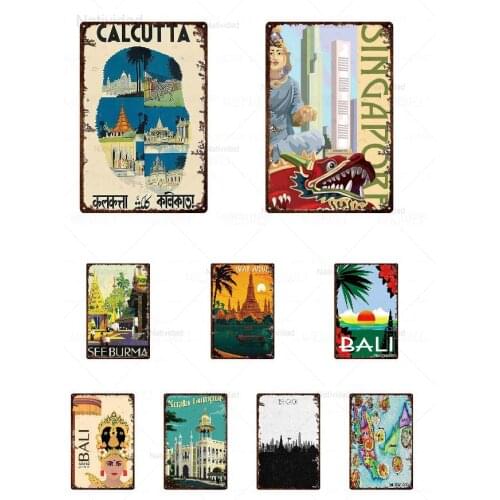 Bali Beach Tin Sign Plaque Metal Summer Sign Metal Plate Wall Decor for Beach Bar House Surf Club Decorative Ironed Painting