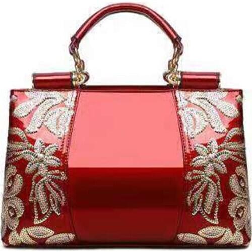 New European and American big bag simple Shoulder handbag fashion Diagonal Boston bag hongmo 34X14X25cm