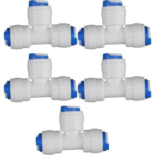 5pcs 1/4" 3 way Union Tee Quick Connect Push Fit for RO system Water Filter Connector Fittings T tipy fast joint