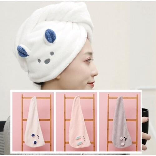 Girls Hair Drying Hat Quick-dry Hair Towel Cap Hat Bath Hat Microfiber Solid Towel Cap Super Absorption Turban Hair Dry Cap