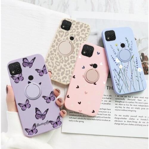 For Xiaomi Redmi 9C Coque Flowers Magnetic Ring Holder Silicone Back Cover For XiaomiRedmi9C Redmi9C Protective Case Fundas Etui