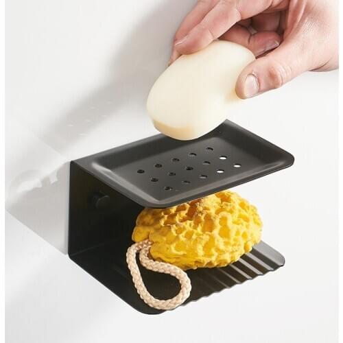 Soap dispenser bathroom products Soap dish soap holder soap box Stainless steel double layer soap box without hole