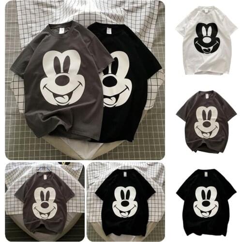 Disney Mickey Mouse cartoon printed short-sleeved T-shirt fashion wild male female Tops Teenager Student Clothing couple wear
