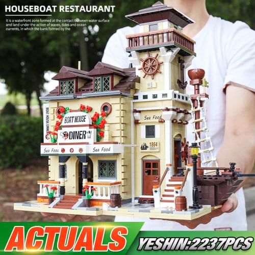 Yeshin 12003 Street Building Toys The Boat Hous Diner Model Building Blocks Bricks 16050 Assembly Toys As Kids Christmas Gifts