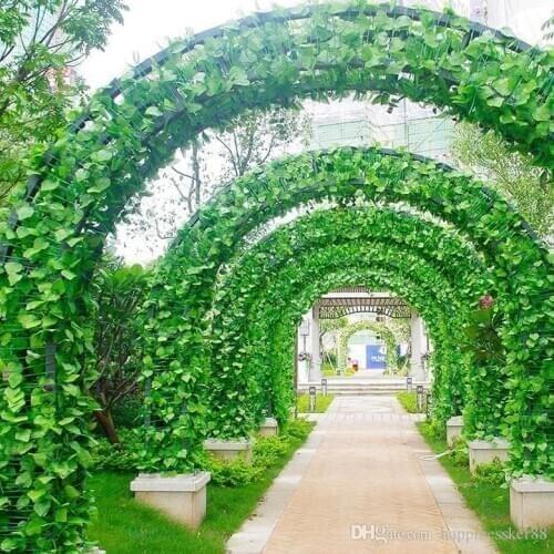 Green Artificial Fake Hanging Vine Plant Leaves Foliage Flower Garland Home Garden Wall wedding party Decoration Supplies 60pcs