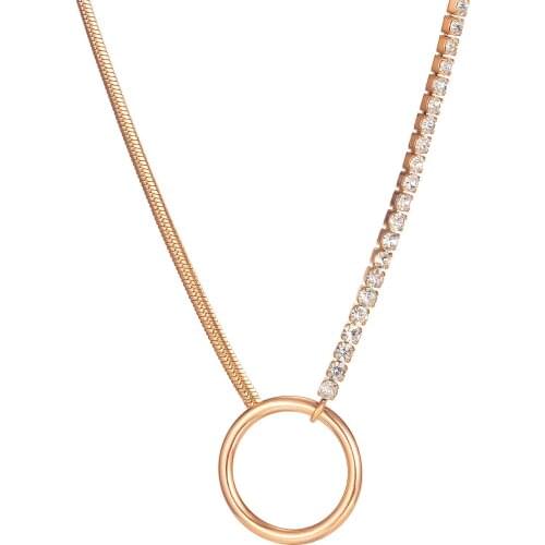 KKCHIC Fashion Simple Round Circle Pendant Necklace For Women Creative Personality Rose Gold Clavicle Chain Hollow Choker