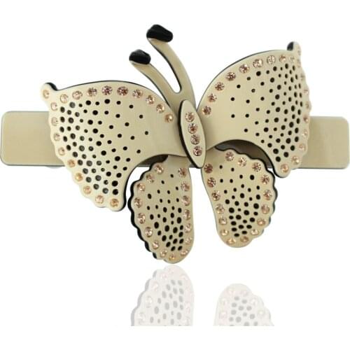 Vintage Butterfly Hair Accessory - Hair Clip Barrette for Women Girls Retro Cellulose Acetate Hair Ornament Jewelry Tiara Prom