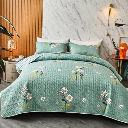 3pcs Home Coverlet Set American Style Quilted Bedspread Pillowcase Patchwork Summer Quilt Floral Printed Bed Cover Bedding Set