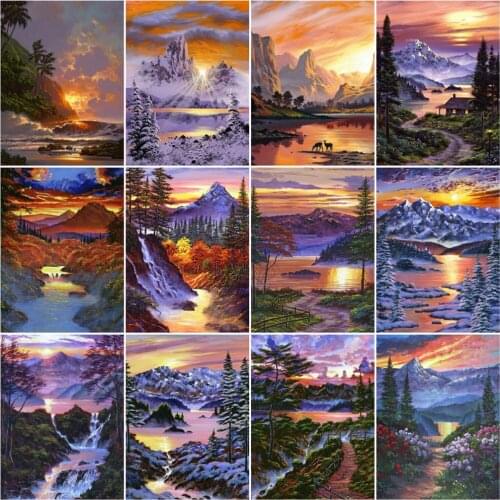 Sunset Scenery DIY Snow Mountain 5D Diamond Painting Full Drill Diamond Embroidery Mosaic Cross Stitch Kits Art Home Decor