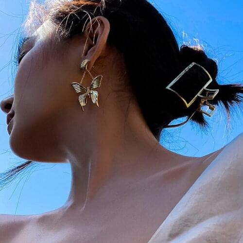 Vintage Big Gold Hollow Butterfly Earrings For Women Girl Oversize Geometric Circle Cross Heart Earring Set Female Jewelry