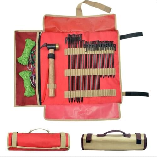 Floor Nail Storage Bag Ground Outdoor Camping Tent Pegs Bag Oxford Cloth Hammer Wind Rope Tent Nail Storage Pouch Travelling