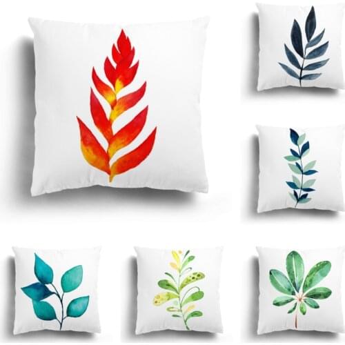 Ink painting leaf plush hug pillowcase home decoration sofa pillowcase cushion cover customizable pillowcase pattern 60x60cm