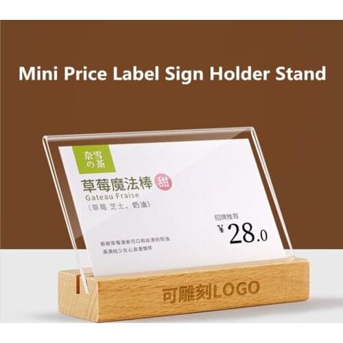 Small Wooden Table Acrylic Sign Holder Card Stands Table Number Place Card Signs Display Stand Mini Price Label Holder Stand
