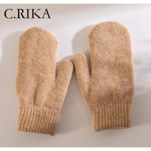 2021 New Rabbit Fur Winter Gloves Women Fashion Thick Warm Knitted Mittens Lady Girl Outdoor Full Finger Skiing Cycling Glove
