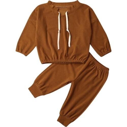 Toddler Girl Clothes 2PCS Kids Baby Girls Toddler Corduroy Solid Shirt Tops+Pants Leggings Clothes Sets Size 1-5Y