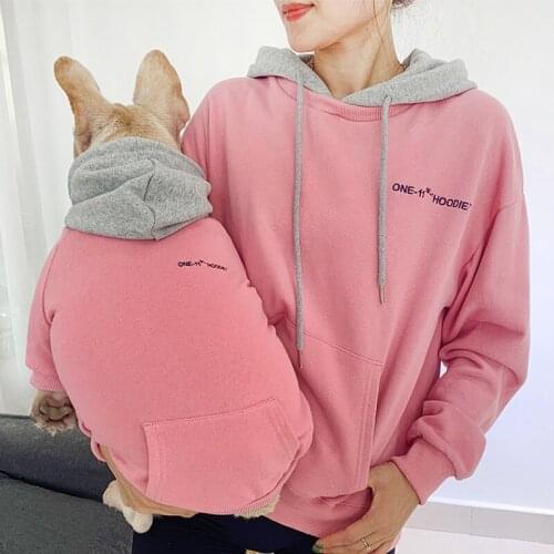 Matching Family Outfits Dog and Ower Hoodies with Pockets Autumn Pet Apparel French Bulldog Clothes for Small Medium Dogs Adult