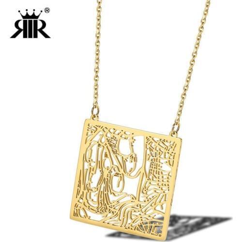 RIR Jerusalem City Map Necklace Israel Jewish Trip Necklace Hebrew Star David Passover Accessories Necklaces In Stainless Steel