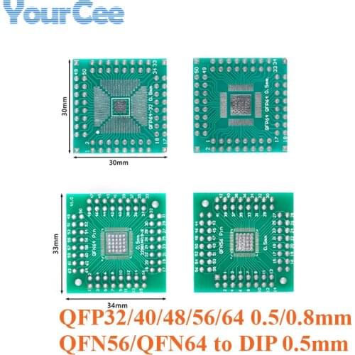 10pcs QFN56 QFN64 QFP32 QFP40 QFP48 QFP56 QFP64 Adapter Board Converter Plate Pinboard Patch to DIP 0.5mm 0.8mm Transfer Board