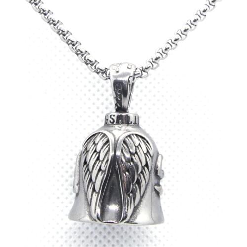 Rany&Roy Newest Angel Wings Bell Pendant 316L Stainless Steel Jewelry Feathers Unisex Pendant