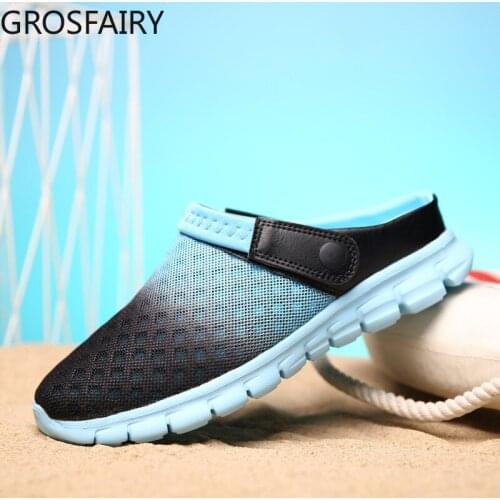 Mens and Womens Foot Sandals, Mens Slippers, Summer Mens Mesh Slippers, Birds Nest Semi-beach Shoes, Large Size 36-46