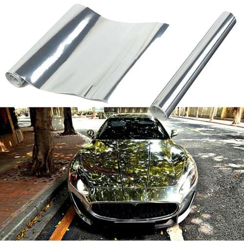 30*152cm Silver Chrome Mirror Vinyl Wrap Film Car Sticker Decal DIY Car Bike Motor Body Cover Wrapping Film Anti-UV Waterproof