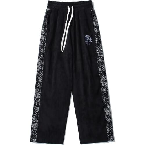 LACIBLE Hip Hop Harem Pants Man Stitching Cashew Flower Corduroy Pants Sweatpants Harajuku Oversized Loose Joggers Men Trousers