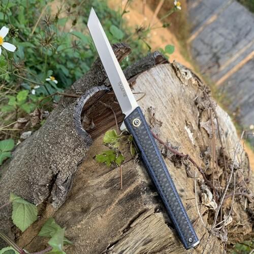 Folding Knife D2 blade Carbon fiber PEN Handle EDC Outdoor Camping Hunting Pocket Kitchen Fruit Practical tools