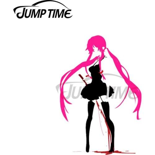 Jump Time 13 x7cm For Mirai Nikki Minimalistic Yuno Personality Vinyl Car Sticker Car Accessories Refrigerator Decals Waterproof