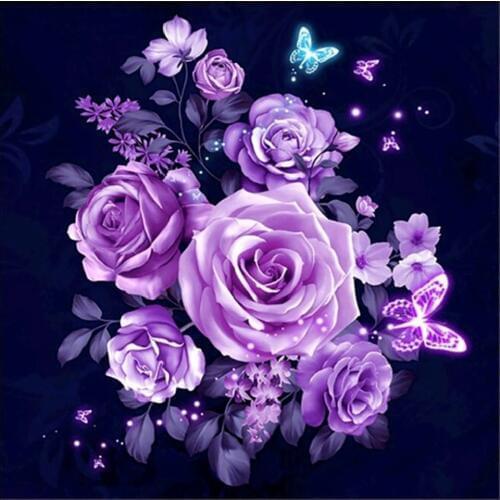 LaoJieYuan rose & butterfly Rhinestone cross stitch round resin square mosaic embroidery home decor no frame