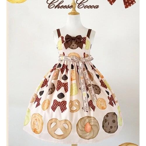 Japanese Kawaii Cookies JSK Lolita Dress Girl Jsk lolita bowknot high waist renaissance gothic dress tea party sweet lolita jsk