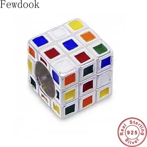 Fit Original Charm Bracelet Authentic 925 Sterling Silver Game Player Square Cube Puzzle Bead For Making Women Berloque 2021 DIY