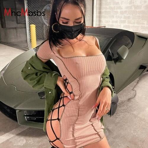 Gothic Vintage Women Summer Mini Dresses Short Sleeve Ribbed Hollow Out Drawstring Square Collar Solid Dress Casual Party Wear