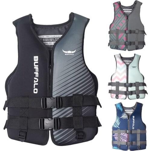 Neoprene Life Jacket Watersports Fishing Kayaking Boating Swimming Safety Buoyancy Vest for Kids Adult 30KG-110KG
