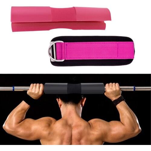 17x1.18 inch Barbell Squat Foam Pad with Fitness Workout Ankle Strap Band with D-Ring for Women Men