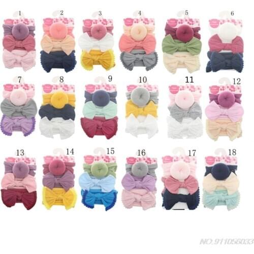 3pcs/Set Nylon Headband Bow Headbands For Cute Kids Girls Hair Girls Turban Hairband Children Soft Cotton Headband D07 20