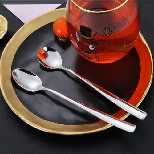 304 Stainless Steel Coffee Spoon Heart Shaped Long Handle ice Spoon Teaspoon Ice Cream Honey Stirring Spoon Cutlery Set
