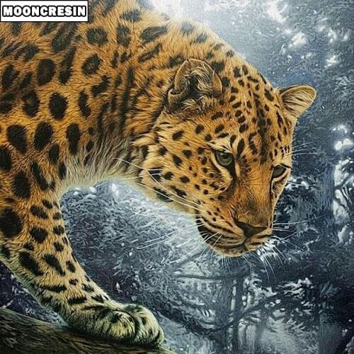 5D Diy Diamond Painting Full Drill Square Animal Mosaic Diamond Embroidery Leopard Cross Stitch Needle Arts Crafts Decor Home