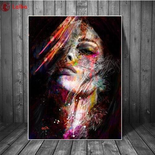 5D DIY Diamond Painting Woman Face Colorful Abstract Art cross stitch mosaic full square/round diamond embroidery rhinestone