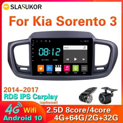 4G+64G 2 Din DSP IPS Android 10 For Kia Sorento 3 2014 - 2017 Car Radio Multimedia Video Player Navigation GPS Wifi no 2 Din dvd