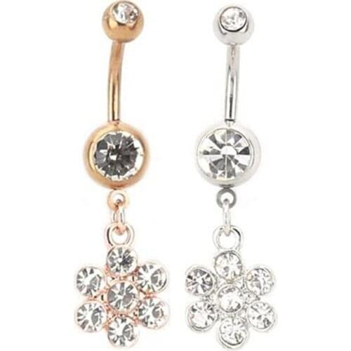 White Round Cubic Zirconia Belly Button Ring body Piercing Body Jewelry rose gold / silver color