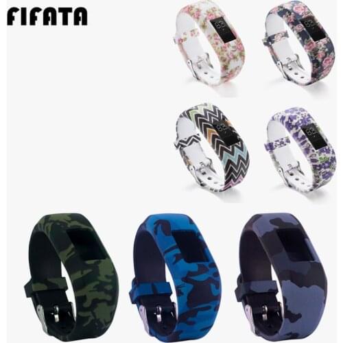 FIFATA For Garmin Vivofit 3 Children Smart Band Camouflage Cute Soft Silicone Strap Pattern Watch Band Wristband Bracelet