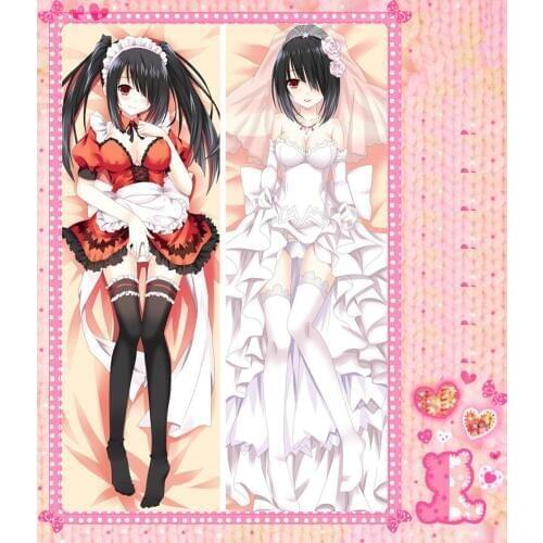 Anime Cartoon Date A Live tokisaki kurumi Double Bolster Hugging Pillow Case Cover Pillowcase Peach Skin 2 Way No.12070
